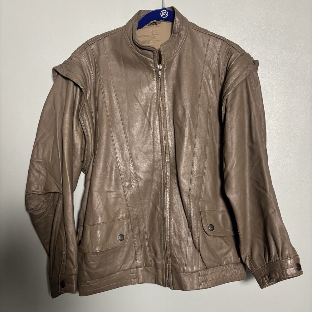Vintage 90’s Algan Izmir Leather Motorcycle Jacket Vest Small European Coat